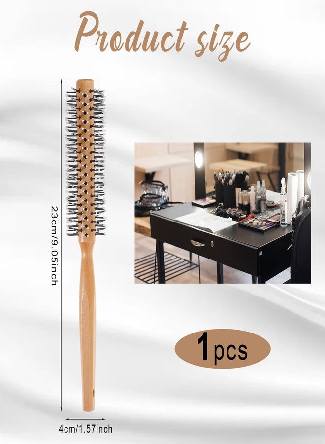 SynHHergyx Mens Round Hair Curling Brush Women Comb Roller for Blow Drying Comb Round Brush Wooden Handle Roller Brushes, Gentle Nylon Bristles (Yellow) - Image 2